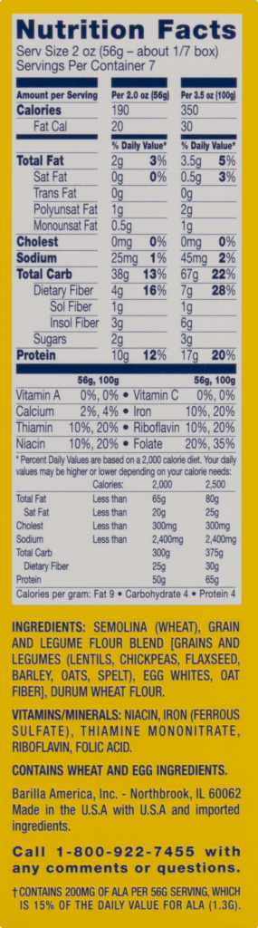 30 Barilla Penne Pasta Nutrition Label Labels Database 2020