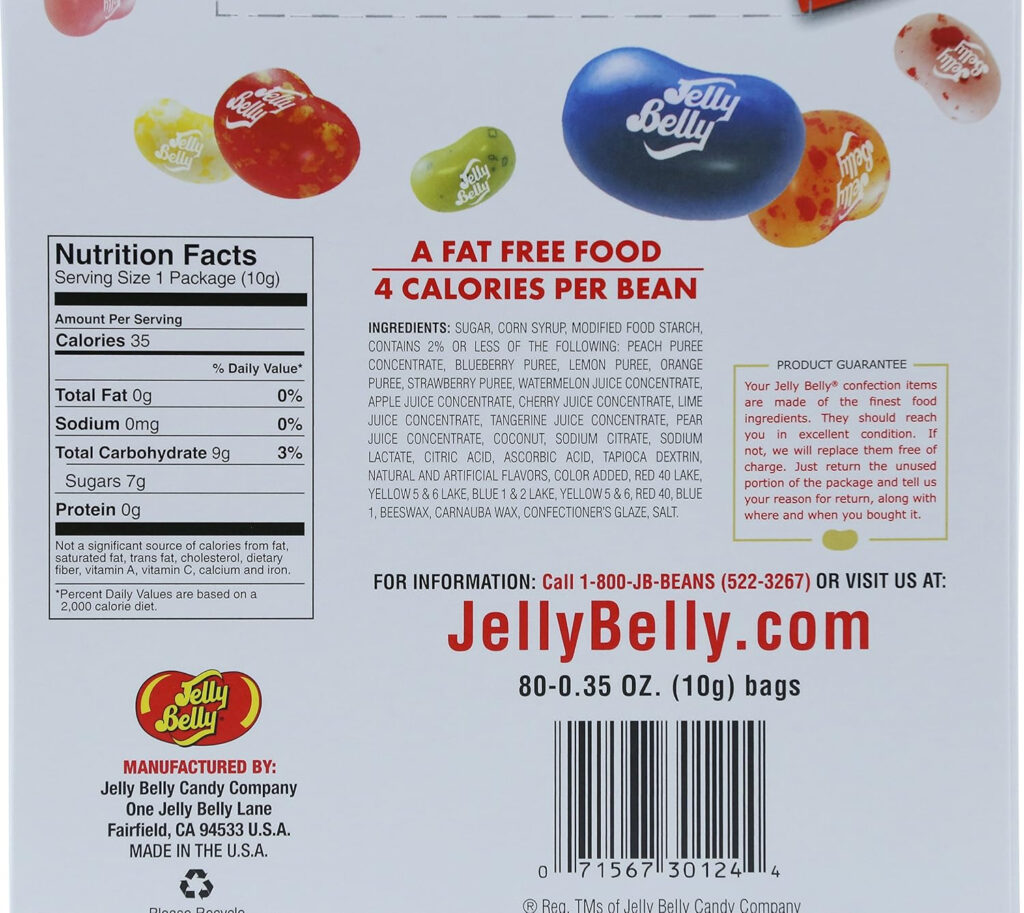 30 Jelly Belly Nutrition Label Labels Database 2020