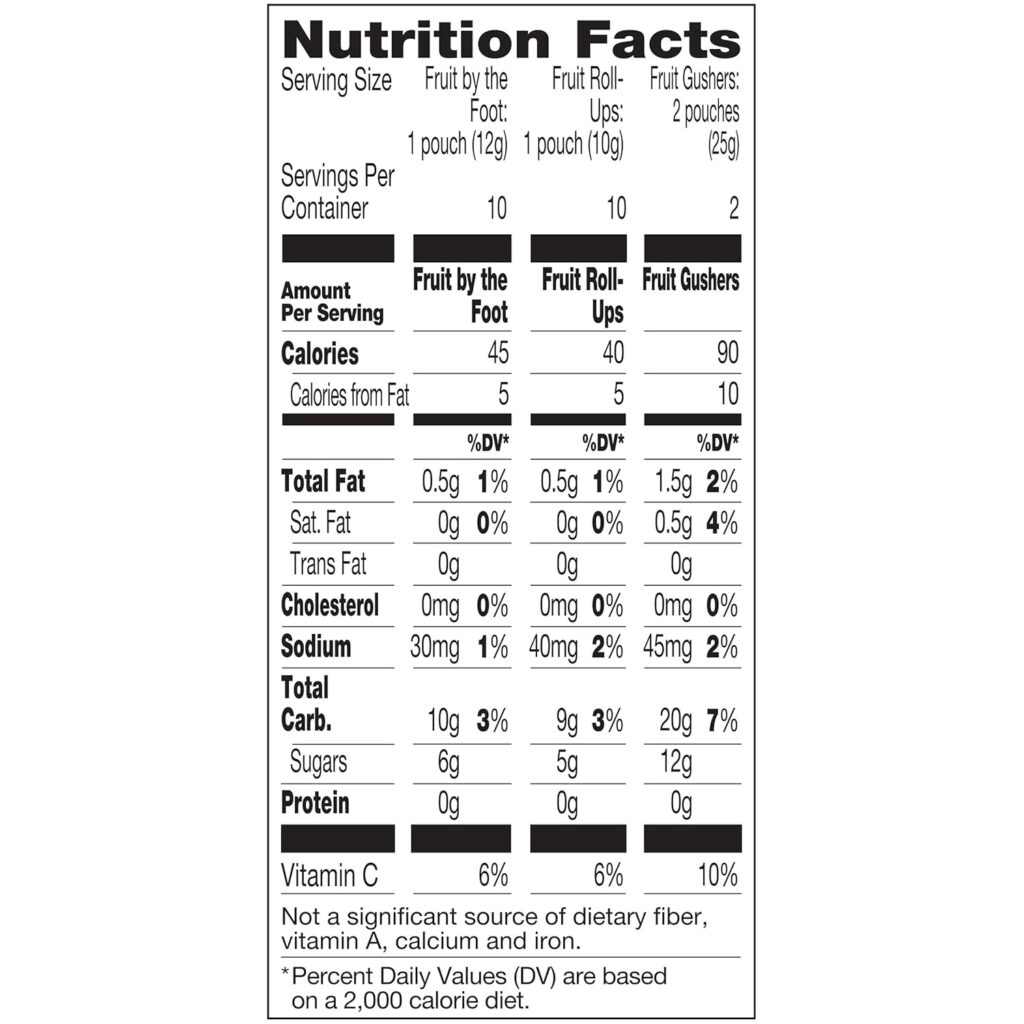 31 Fruit Roll Ups Nutrition Label Labels Database 2020