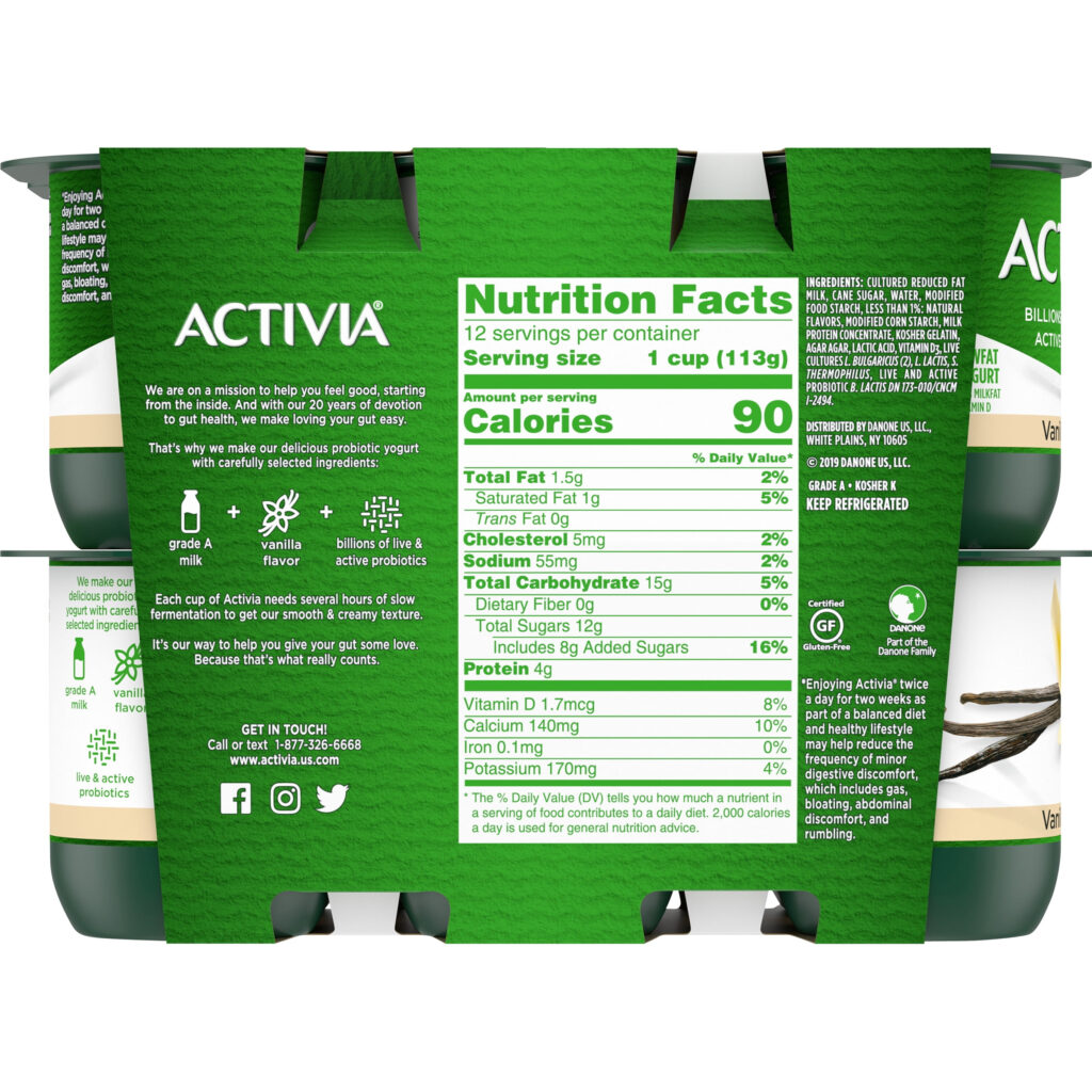 Activia Light Vanilla Yogurt Nutrition Facts Shelly Lighting