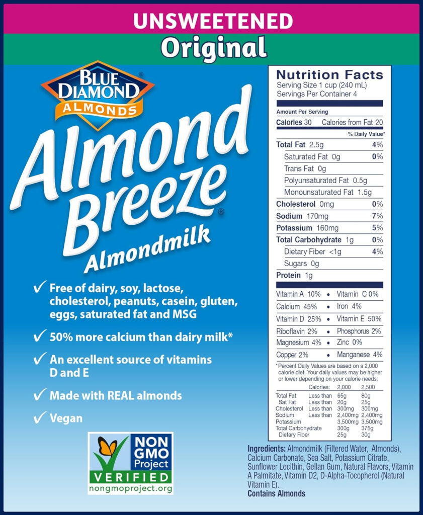 Almond Milk Food Label