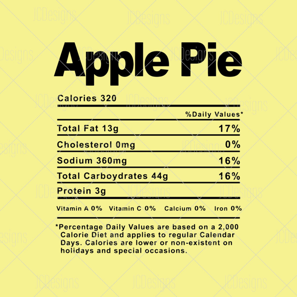 Apple Pie Food Nutrition Facts SVG Holiday Christmas Etsy