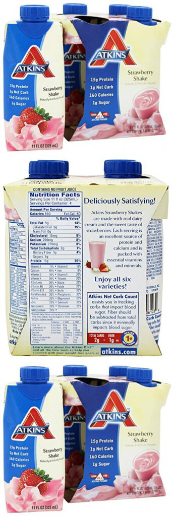 ATKINS SHAKE RTD STRAWBERRY 4 11 FZ Fruit Nutrition Facts Atkins 