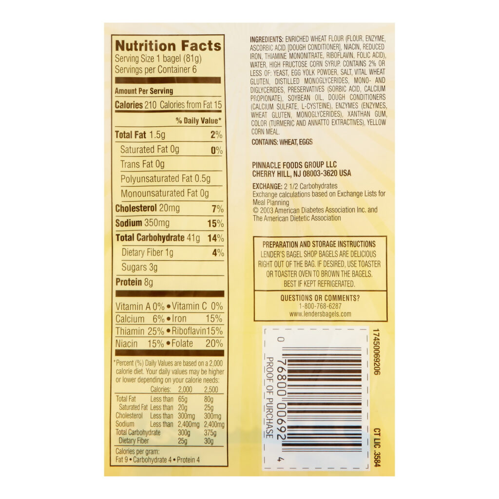 Bagel Nutrition Facts Label Nutrition Ftempo