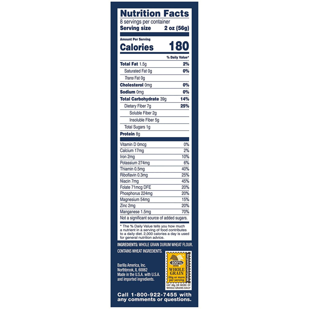 Barilla Whole Wheat Penne Nutrition Facts Cully s Kitchen