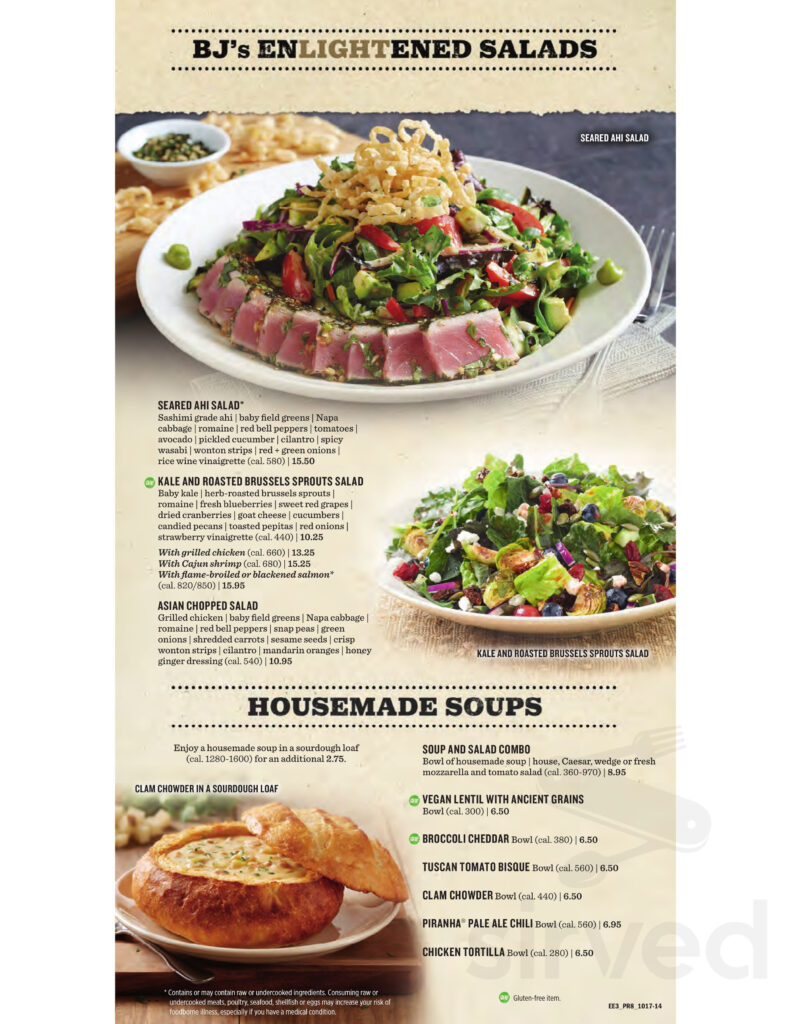 BJ s Restaurant Brewhouse Menus In Reno Nevada United States