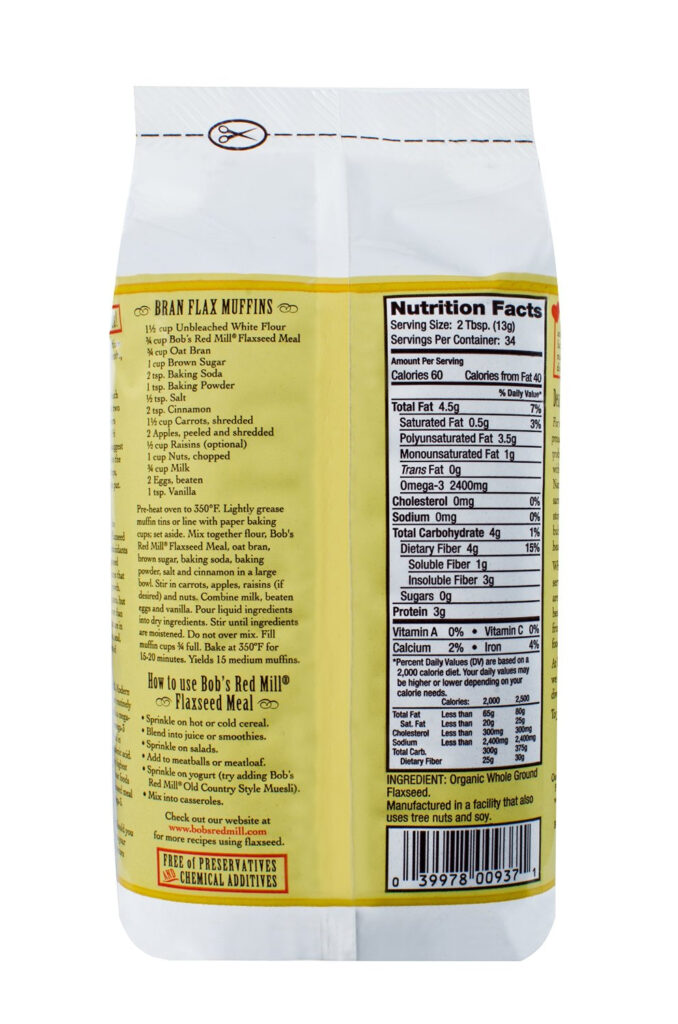 Bob s Red Mill Gluten Free Flaxseed Meal Brown 4 16oz Mill Creek 