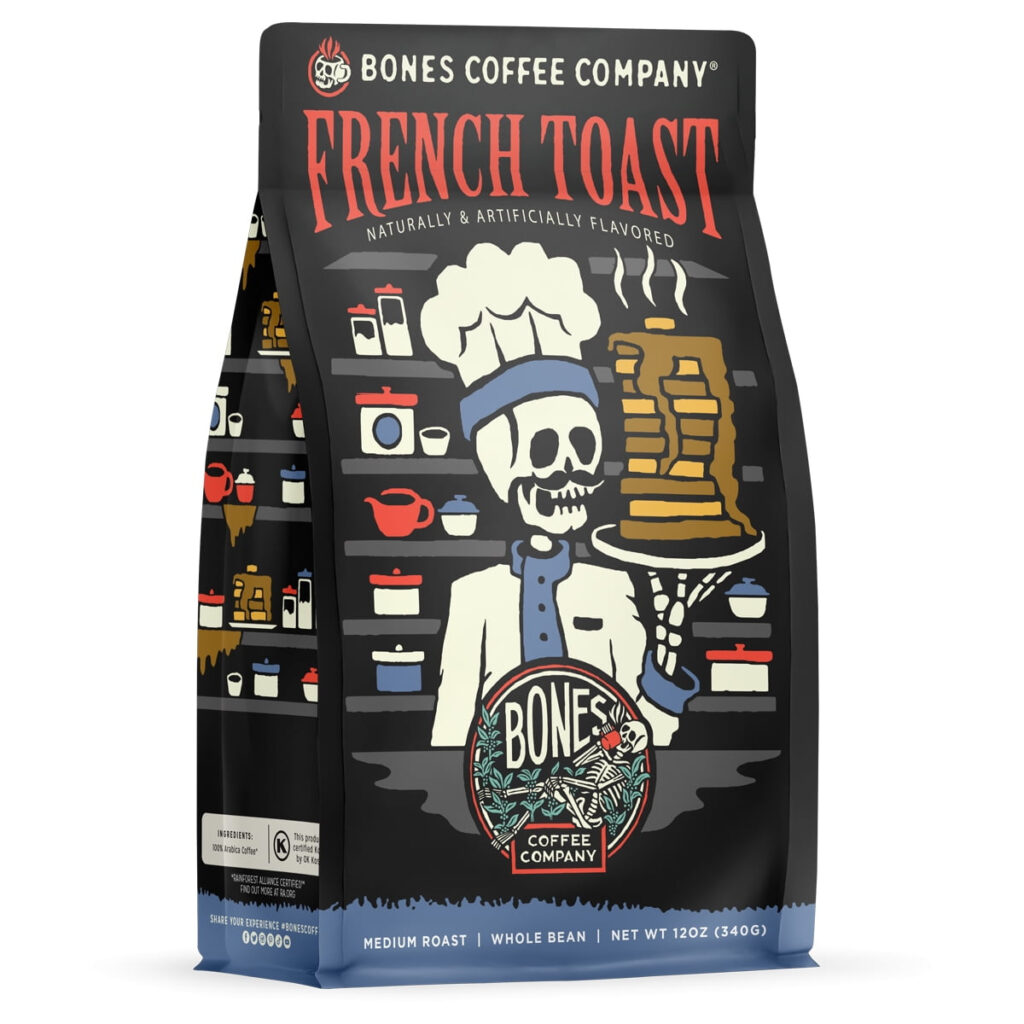 Bones Coffee Medium Roast Whole Bean Coffee 12 Oz French Toast 