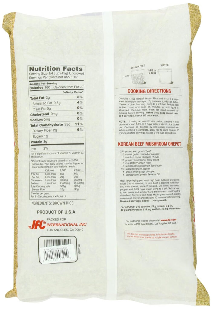 Botan Calrose Rice Nutrition Facts Nutrition Ftempo