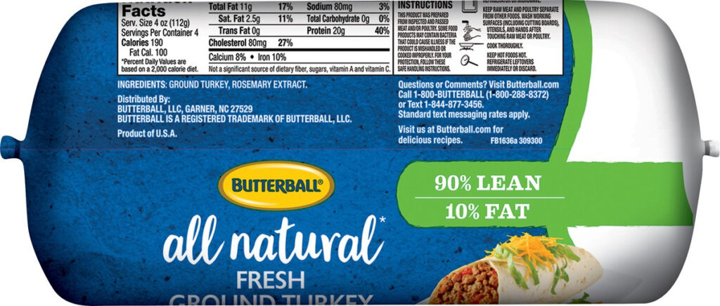 Butterball All Natural 90 Lean Ground Turkey 1 Lb 16 OZ 16 Oz Shipt