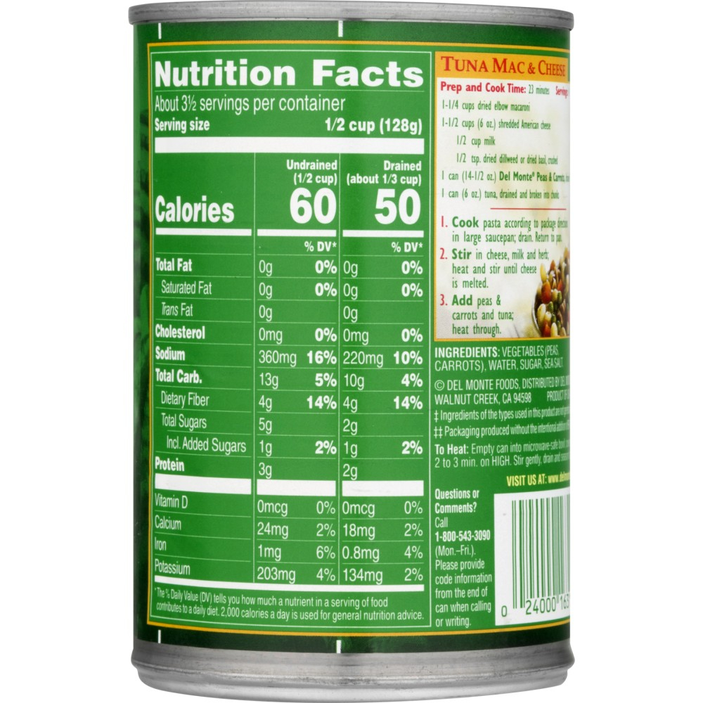 Canned Peas And Carrots Nutrition Nutrition Pics