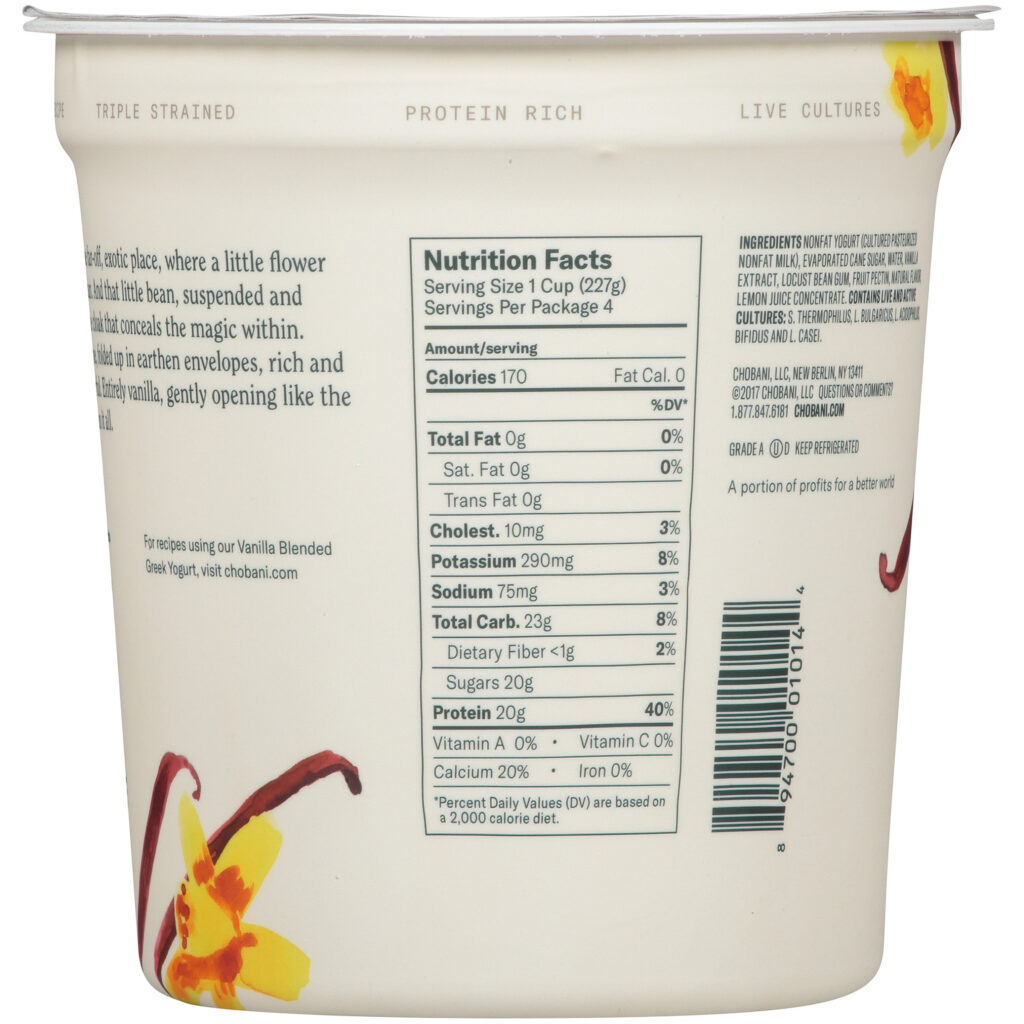 Chobani Nutrition Facts Vanilla Besto Blog