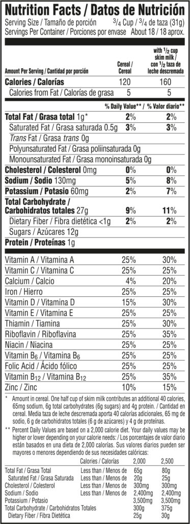 Cocoa Krispies Nutrition Facts Label Besto Blog