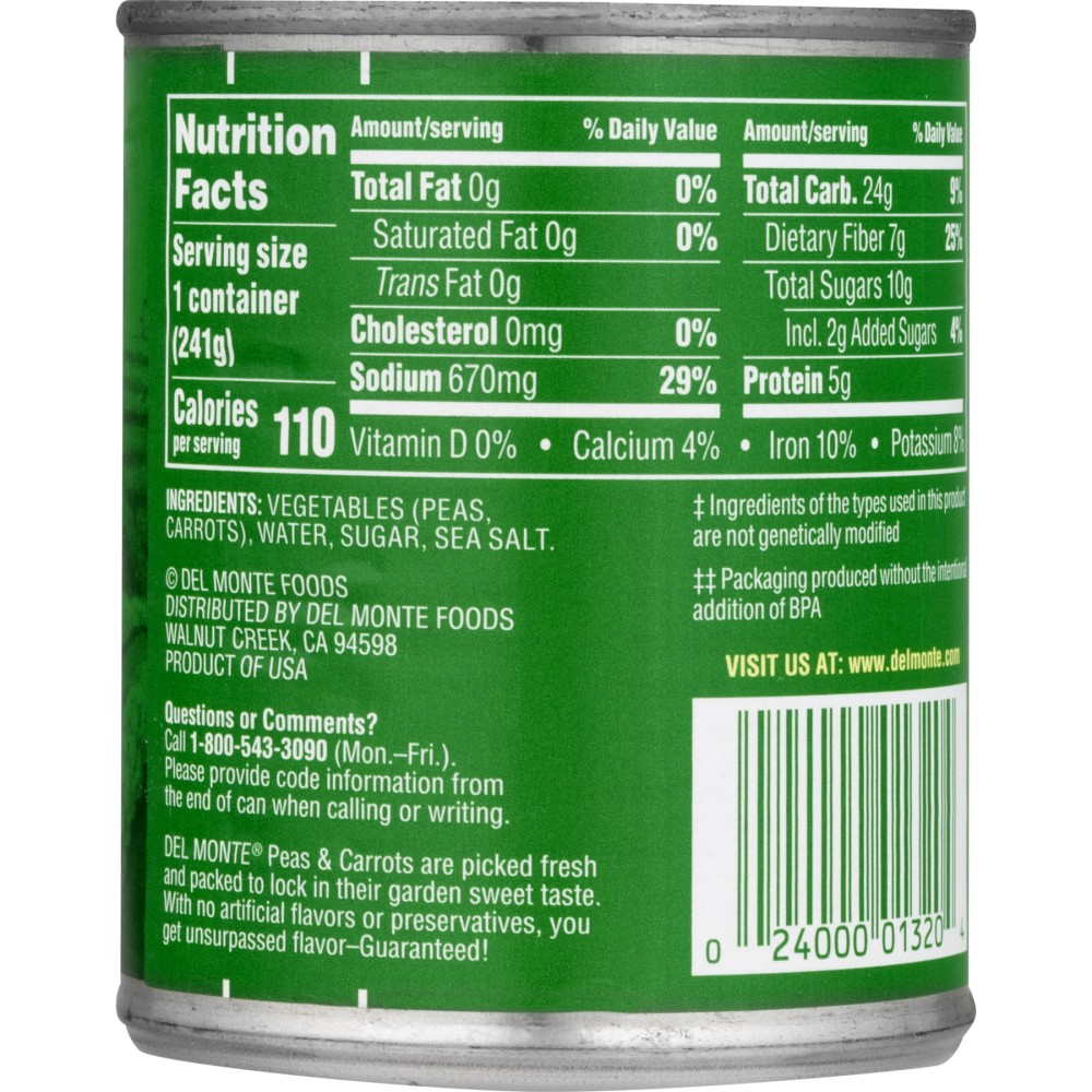 Del Monte Peas And Carrots 8 5oz GtPlaza Inc 