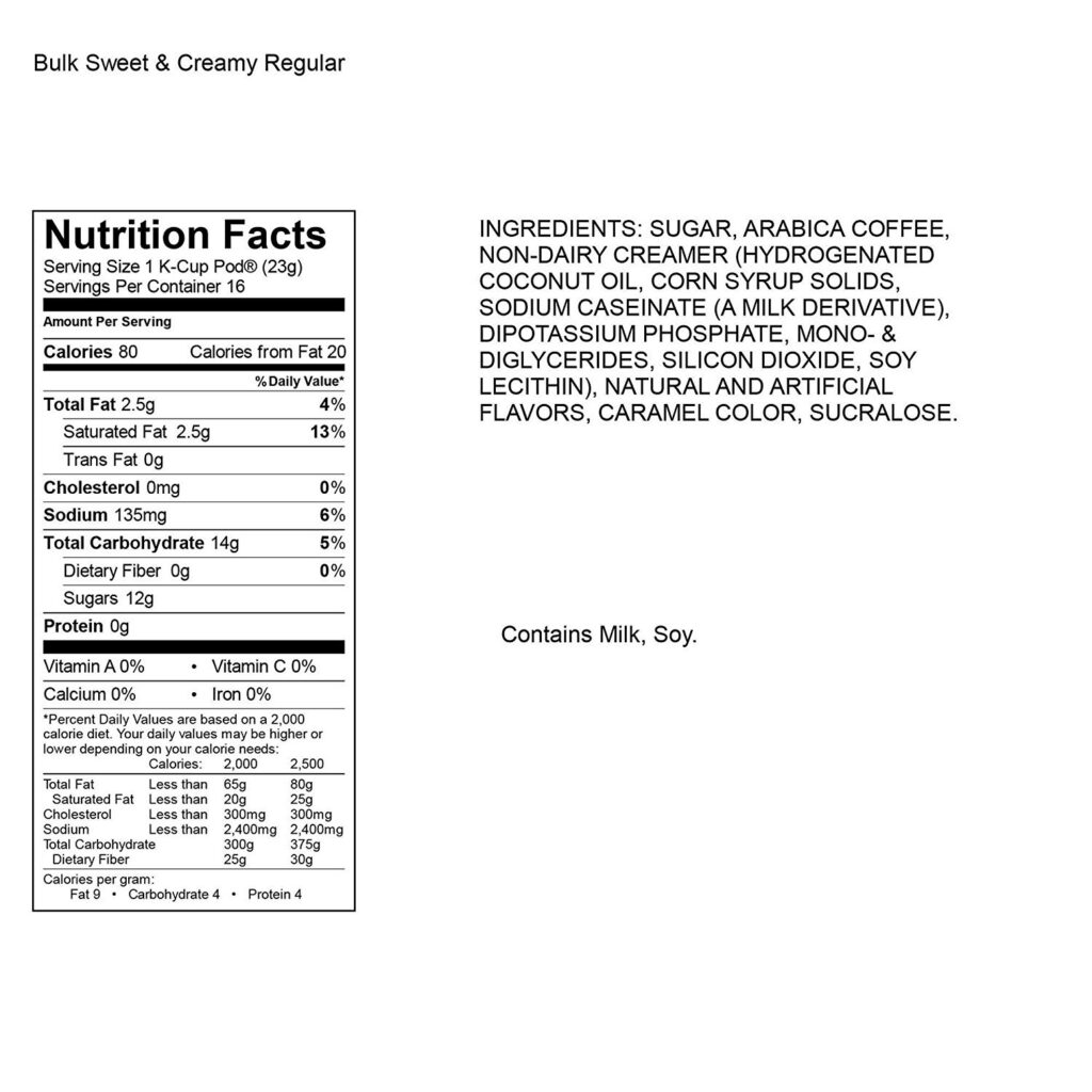 Donut Shop Coffee K Cup Nutrition Facts Nutrition Pics