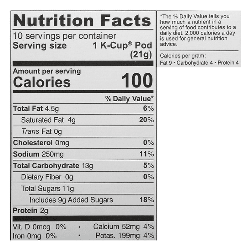 Donut Shop Coffee Nutrition Information CETDFE