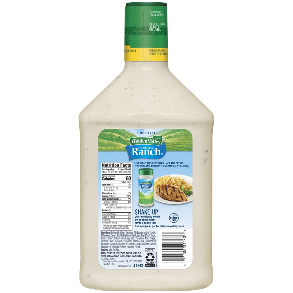 Hidden Valley Light Ranch Dressing Nutrition Facts Bios Pics