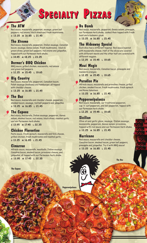 Hideaway Pizza Menu In Broken Arrow Oklahoma USA