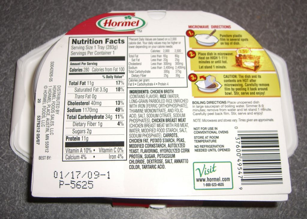 Hormel Chicken Rice MRE Info