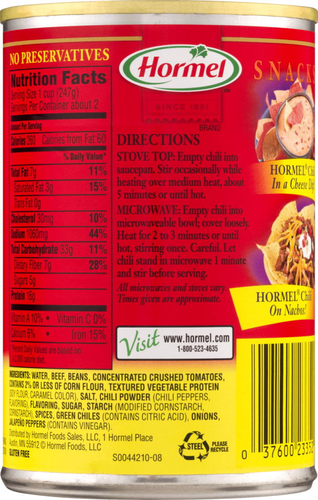 Hormel Vegetarian Chili Nutrition Facts Blog Dandk