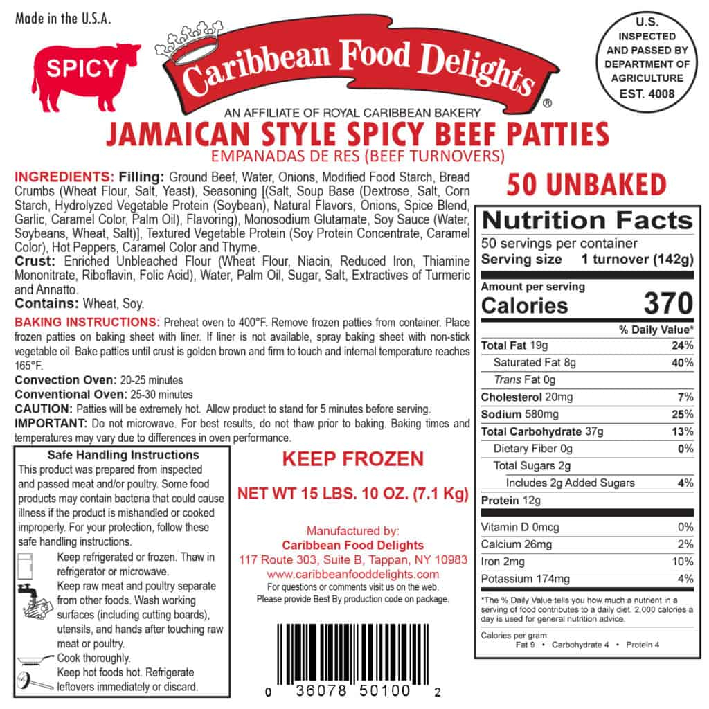 Jamaican Style Patties Baked 2 Cases