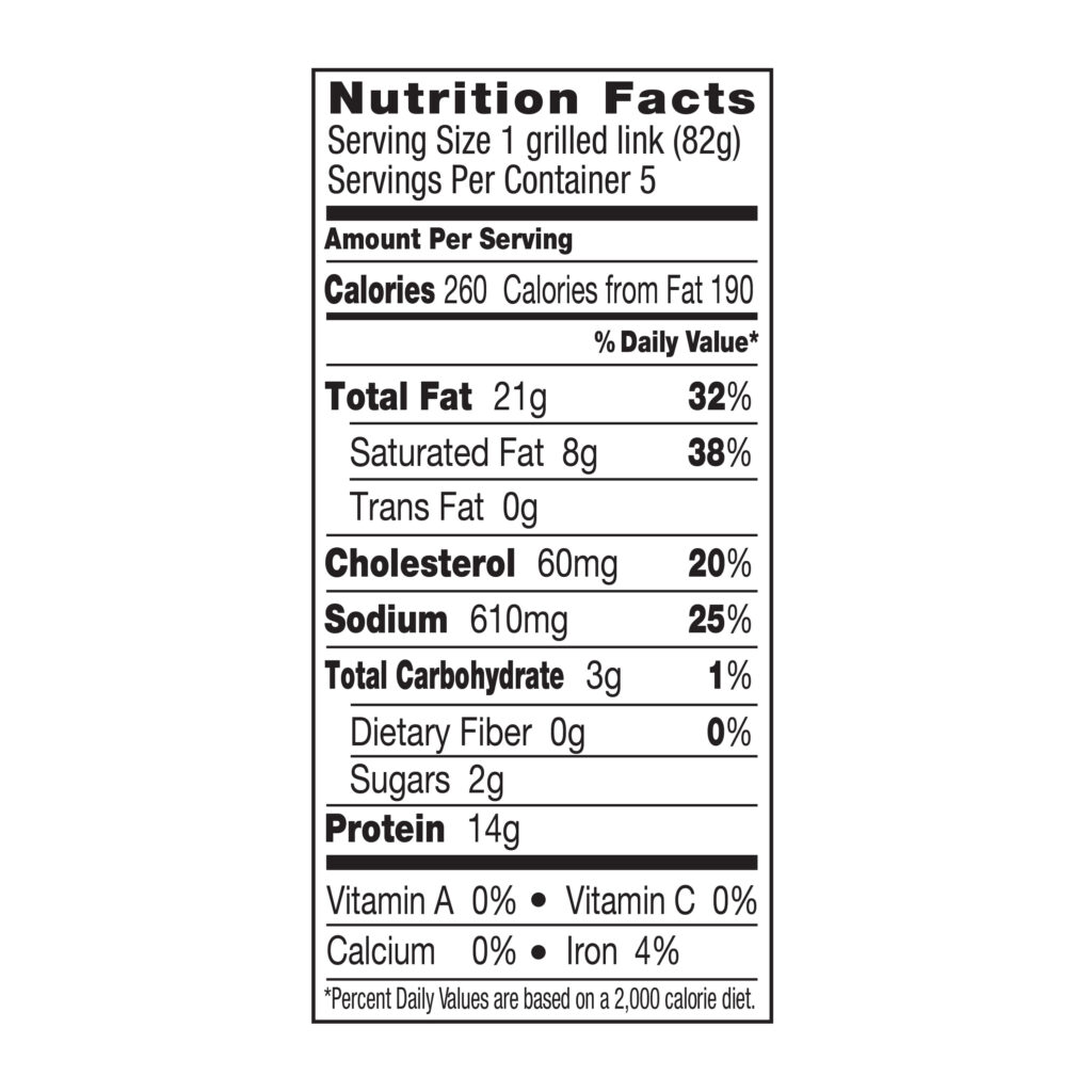 Johnsonville Sweet Italian Sausage Nutrition Information Blog Dandk