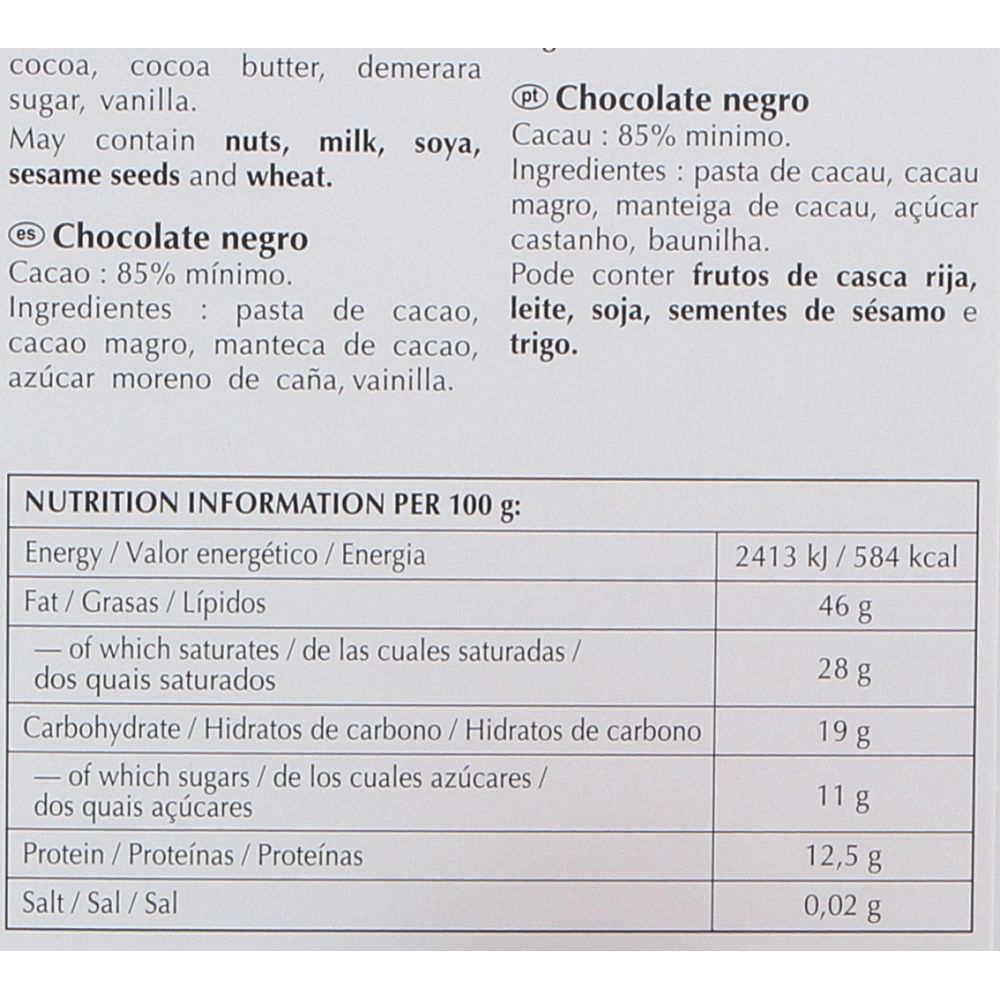 Lindt Excellence 85 Cocoa Chocolate 100g Dark Chocolate Chocolate 