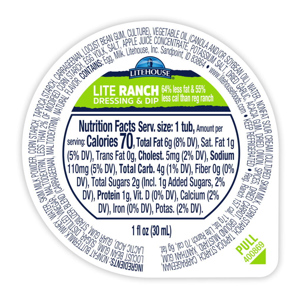 Lite Ranch Dressing Dip 1 5 Oz Single Serve Cups Litehouse