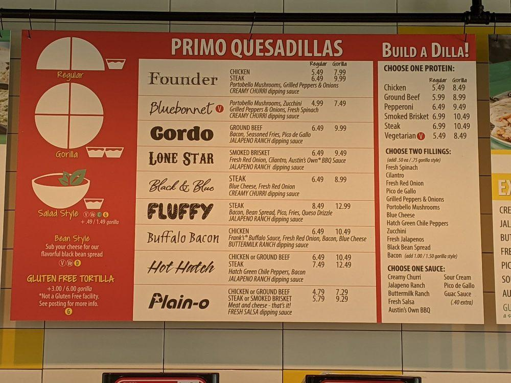 Menu At Dillas Quesadillas Restaurant Denton