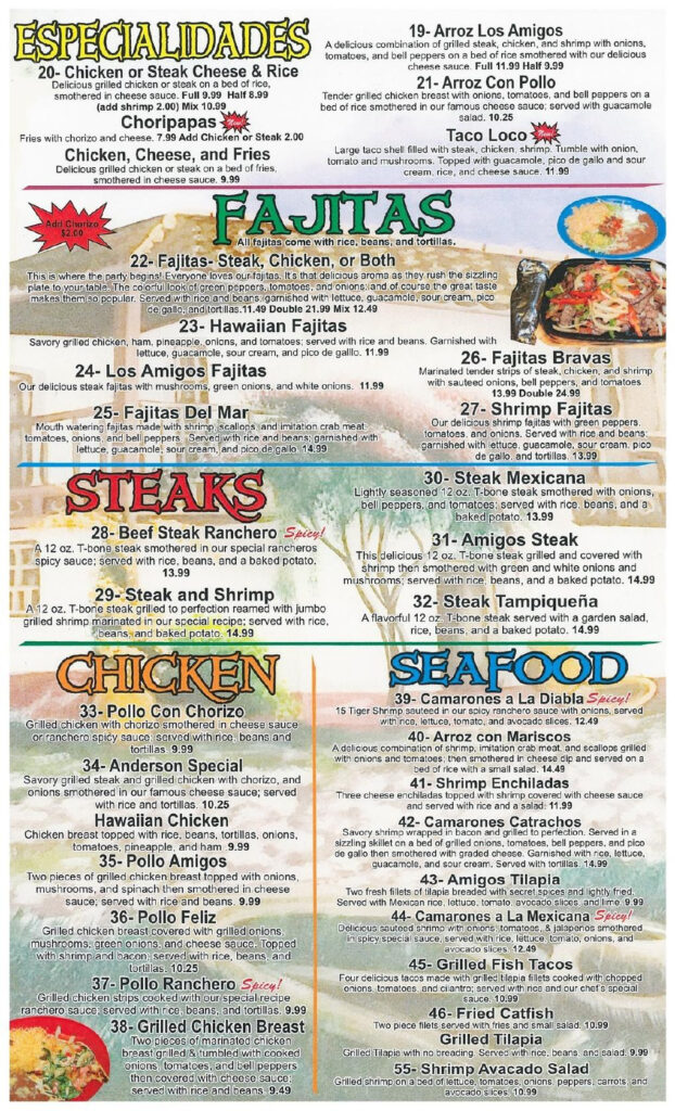 Menu At Los Amigos Mexican Restaurant West Plains