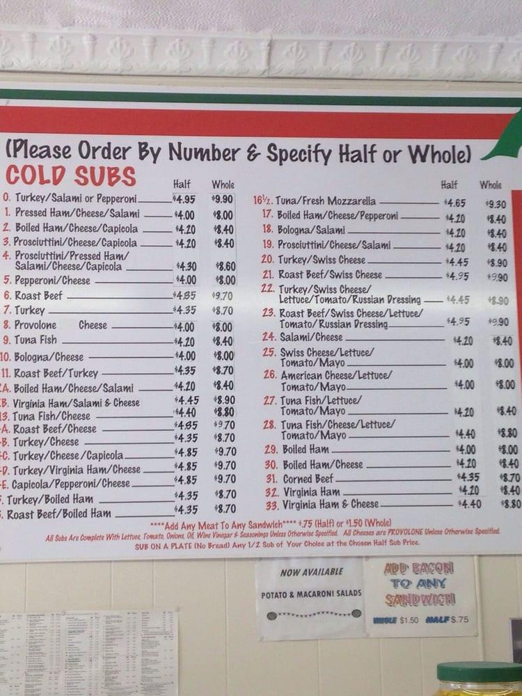 Menu At Mr Sub Of Union Fast Food Union 406 Chestnut St