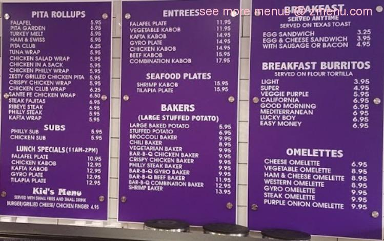 Menu At The Purple Onion Hueytown Restaurant Hueytown