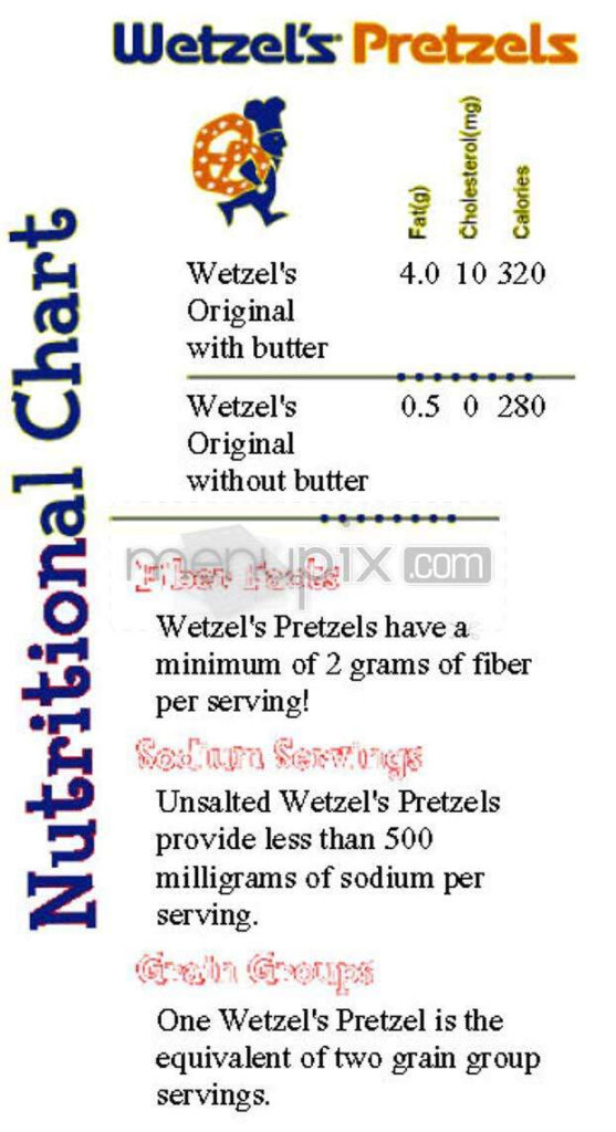 Menu Of Wetzel s Pretzels In Staten Island NY 10301