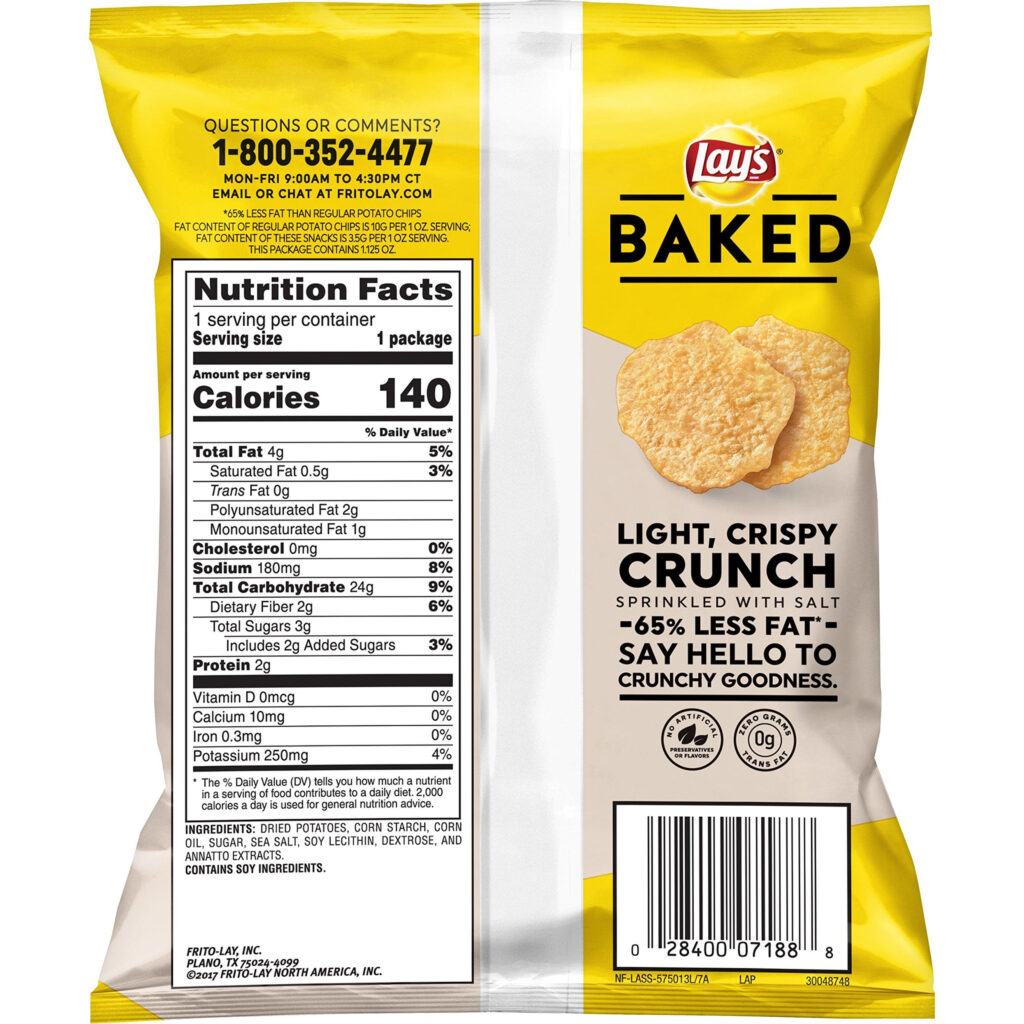 Nutrition Facts For Baked Lays Potato Chips Besto Blog