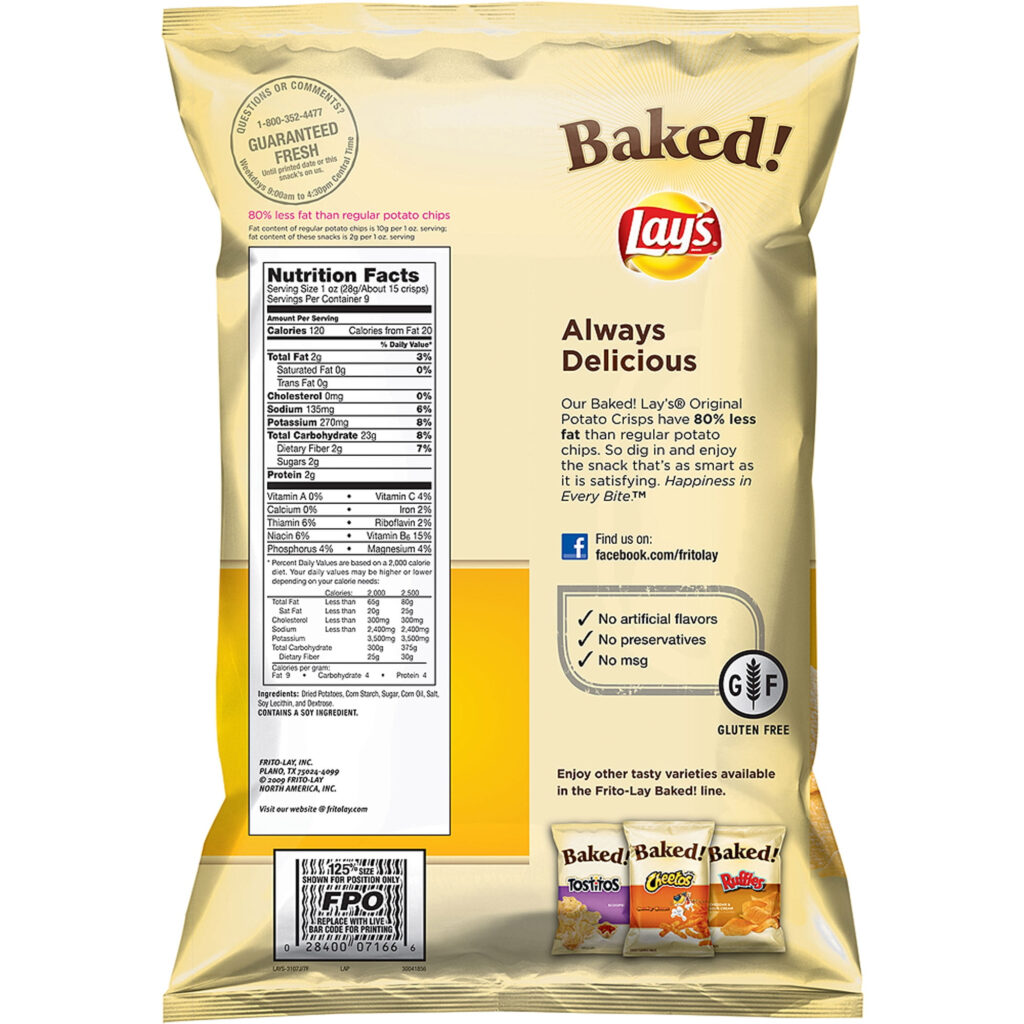 Nutrition Information For Baked Lays Potato Chips Blog Dandk