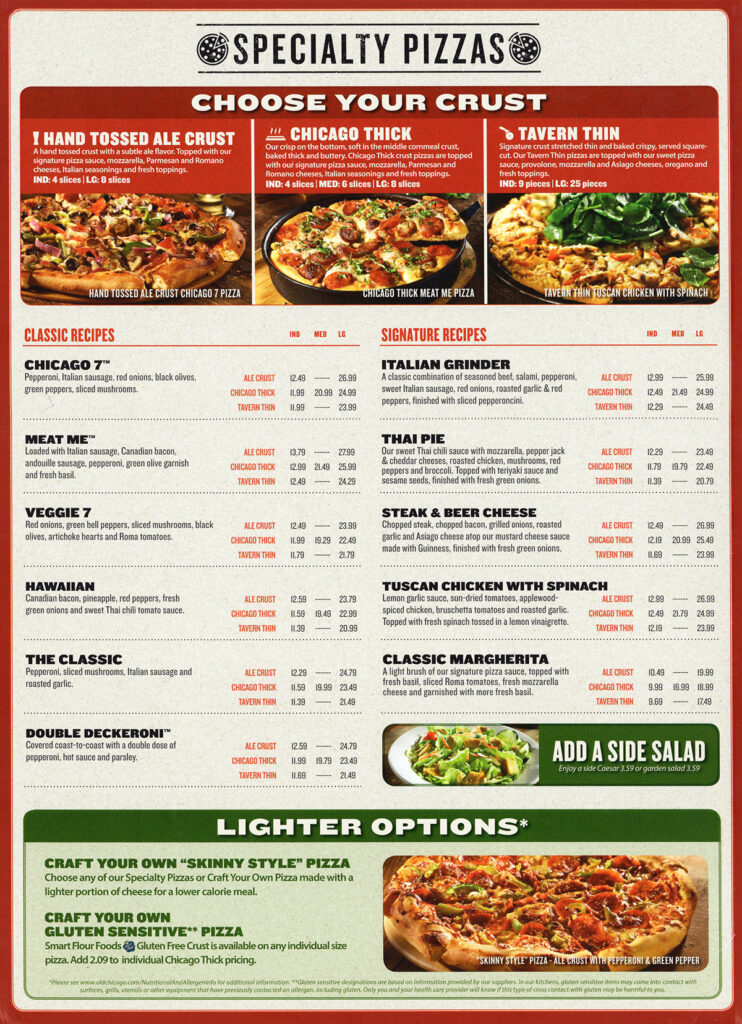 Old Chicago Menu Delivery Order Online Lincoln NE City wide 