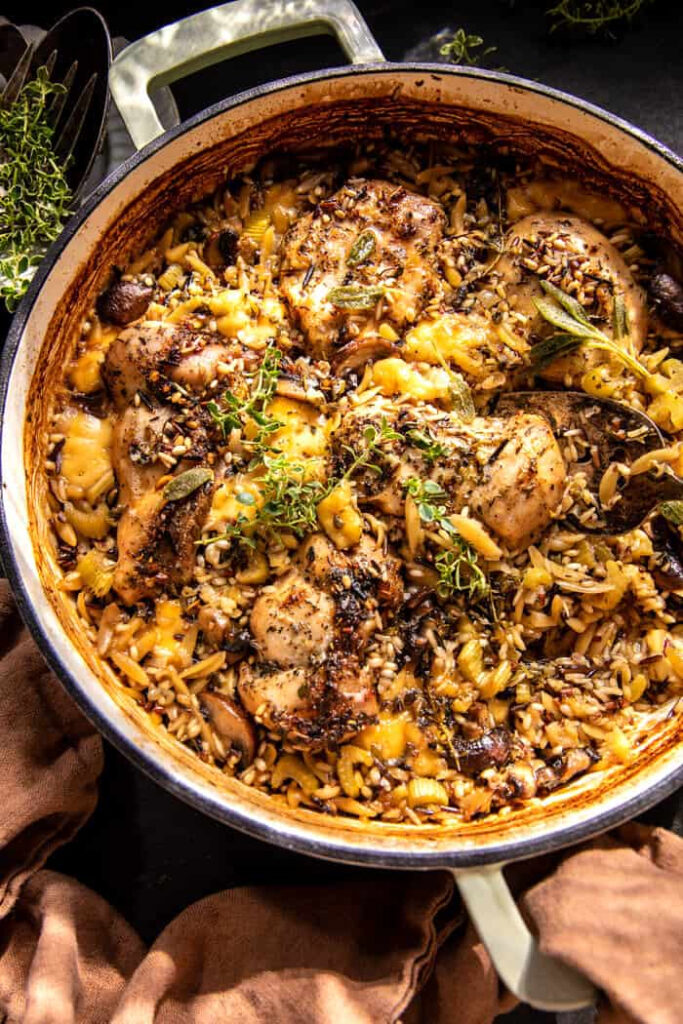 One Pan Roasted Herb Rooster And Wild Rice Factfalls