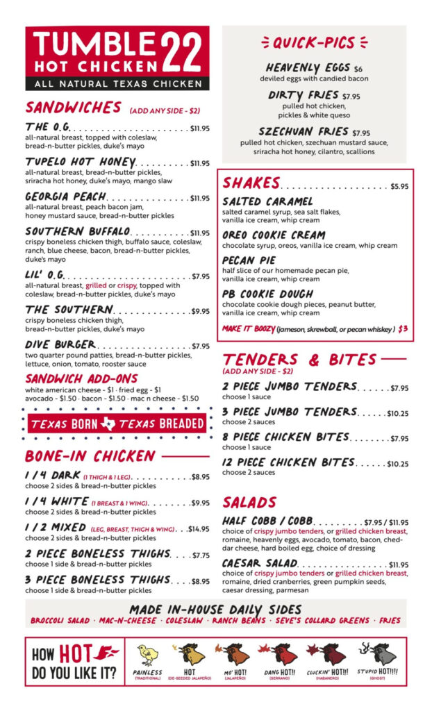 Online Menu Houston Avenue Tumble 22