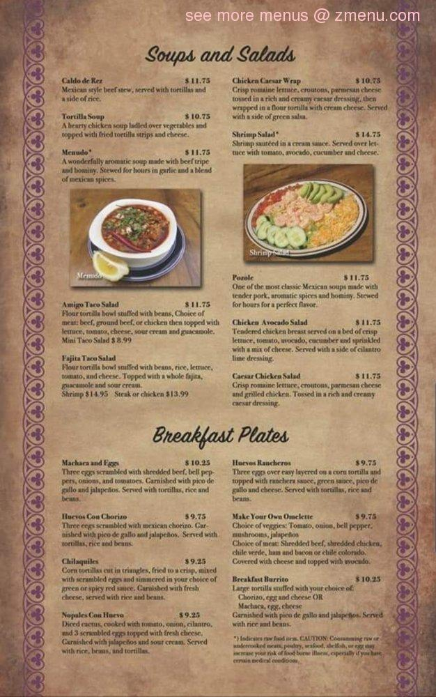 Online Menu Of Amigos Authentic Mexican Grill Bar Restaurant 