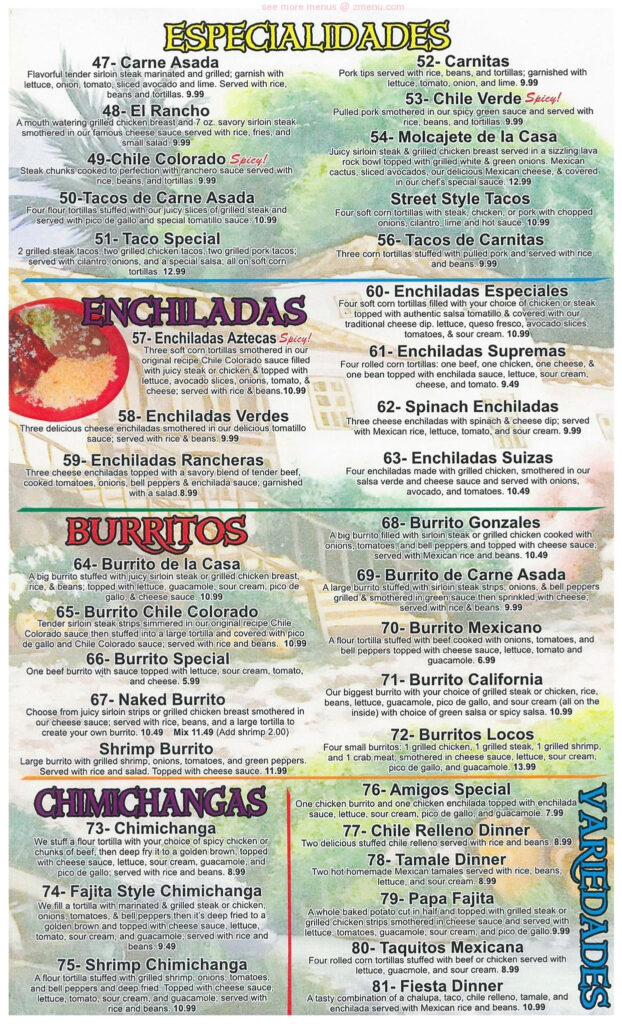 Online Menu Of Los Amigos Mexican Restaurant Restaurant West Plains 