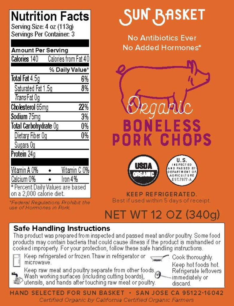 Organic Boneless Pork Loin Chops 2 Count Sunbasket