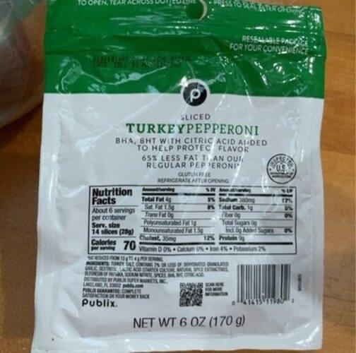 Publix Turkey Pepperoni 28 G Nutrition Information Innit