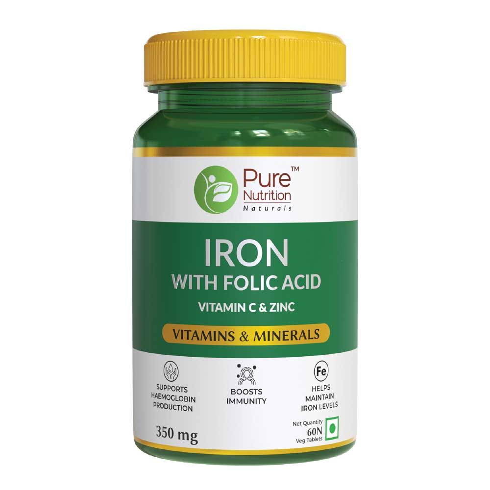 Pure Nutrition Iron With Folic Acid 350 Mg 60 Tablets Price Uses 