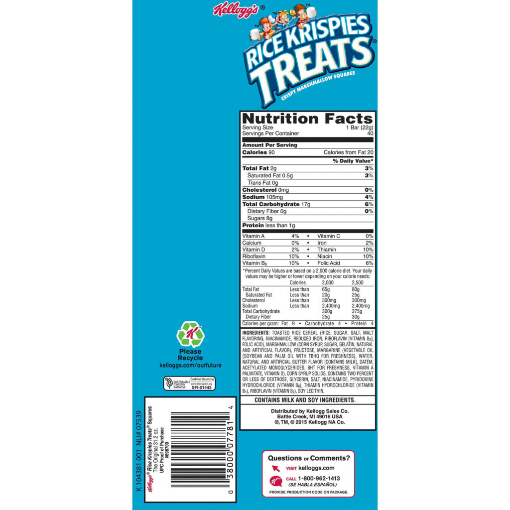 Rice Krispie Treats Nutritional Information Blog Dandk