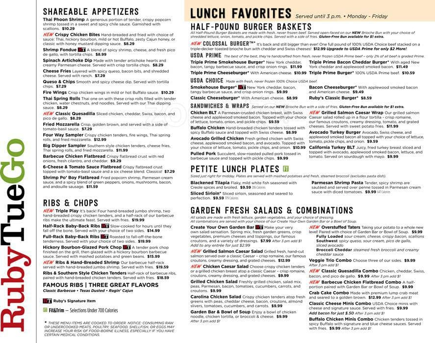 Ruby Tuesday Nutrition Information Menu Besto Blog