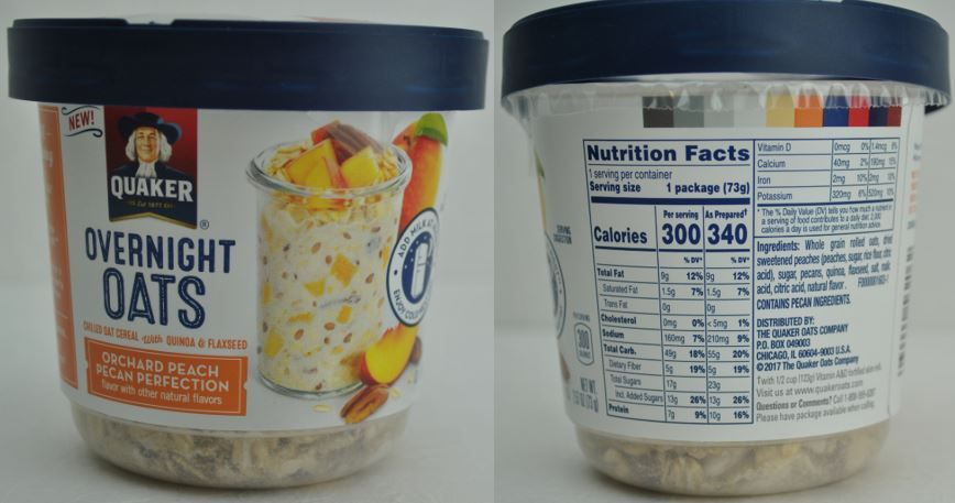 This Updated Nutrition Facts Label For Quaker Overnight Oats Orchard 