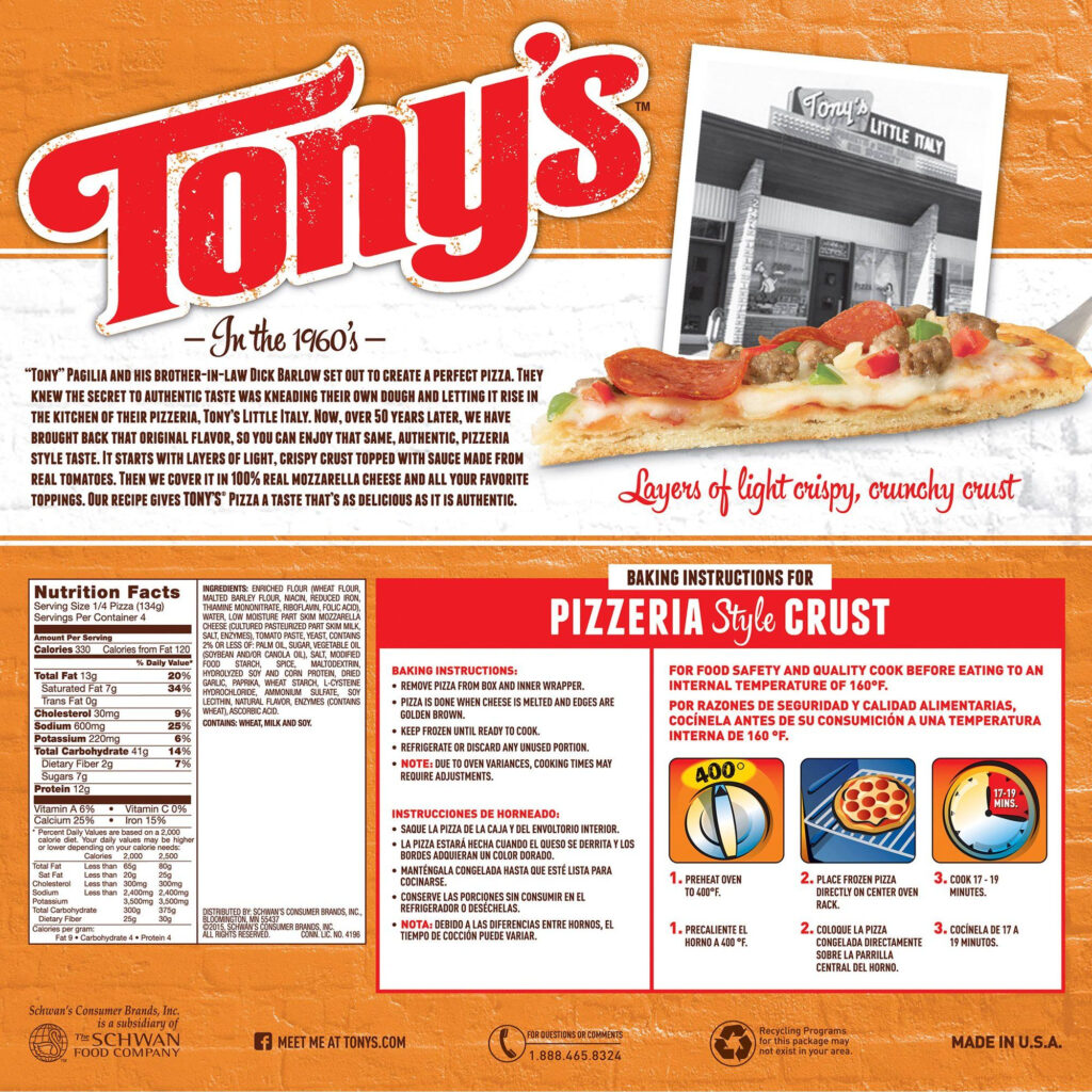 Tony s Pizzeria Style Crust Cheese Pizza 18 9 Oz Box Walmart 