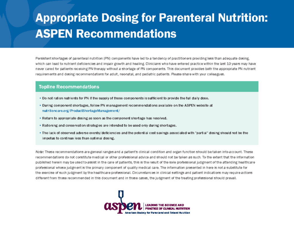 TPN Adult And Peds Guidelines Appropriate Dosing For Parenteral 